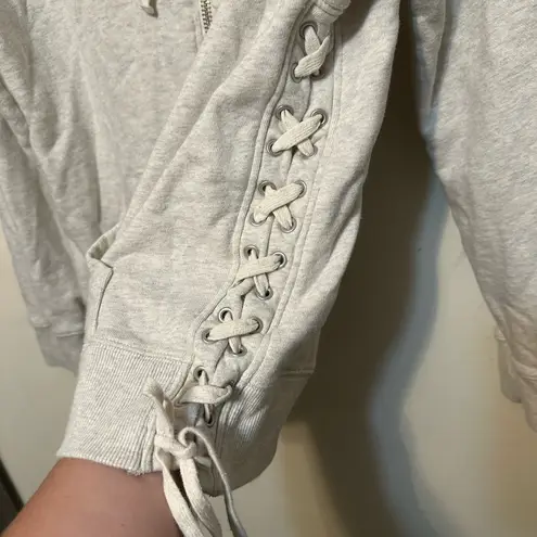 Pam & Gela Full Zip Hoodie Gray Cotton Size Medium Sweatshirt