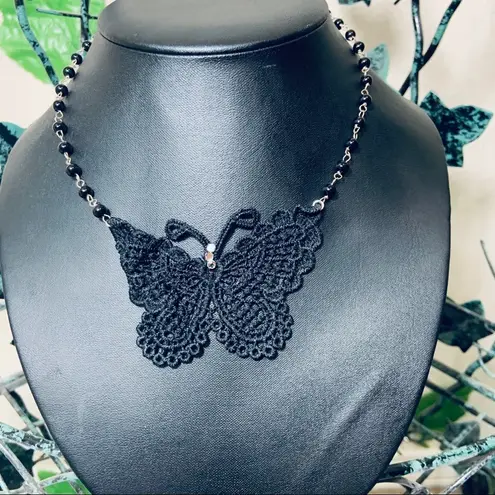 Black Lace Butterfly Goth Punk Necklace New