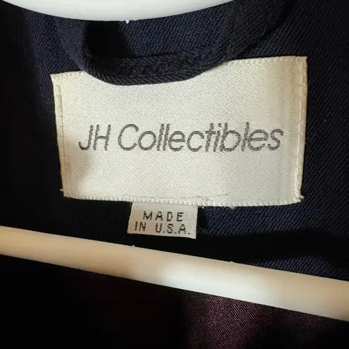 Vintage JH Collectibles 100% Wool Long Overcoat Navy Made in USA Minimalist L Blue Size L