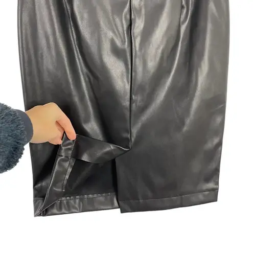 Aprll Black Faux Leather High Waist Midi Pencil Skirt Size Small