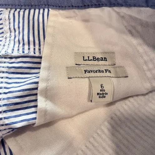 LL Bean Blue Patchwork Seersucker Favorite Fit Cotton Bermuda Shorts Size 6
