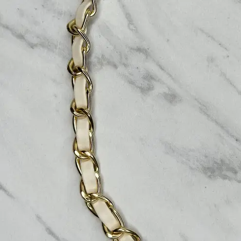 Faux Leather Woven Gold Tone Chain Link Purse Replacement Strap ✨