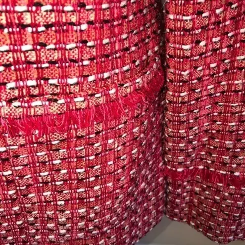 Doncaster Nubby Tweed Silk Fringe Trim Blazer 6