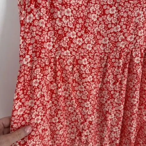 Lily White Lily Rose Women's Floral Smocked Molded Cup Sun Tank Maxi Dress Red XXL 2X