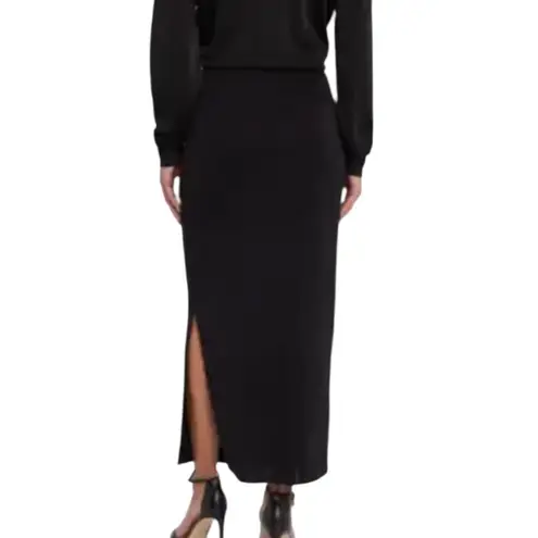 Misook Midi Skirt Knit Elastic Waist Pull On Straight Black Size S