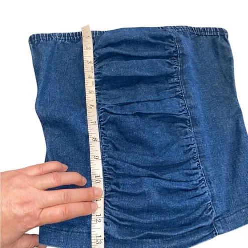 vintage 90s y2k denim jean tube top 70s vibe western cowgirl bustier Blue Size M