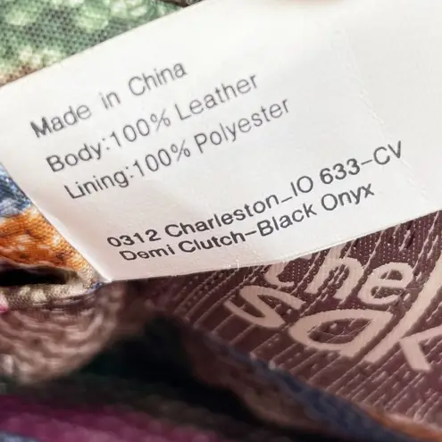 The Sak Charleston Leather Demi Clutch Crossbody Bag Black Onyx Pleated Purse