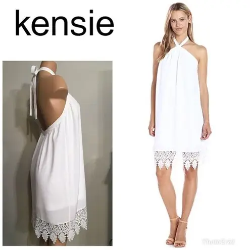 Kensie  luxury crepe halter lace dress. NWT