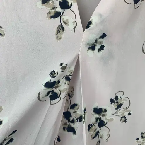 Attention Pink V-neck Long Sleeve Floral White Blouse Top Size XL