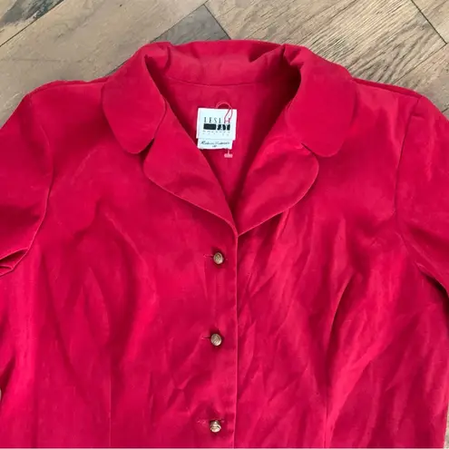 Leslie Fay Vintage Button Front Red Blazer Jacket Petite Size 14P