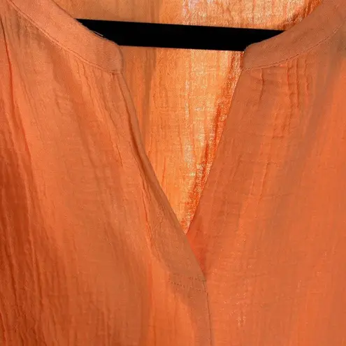 Soft Surroundings 100% Cotton Araza Gauze Shirt Nectarine Size Large