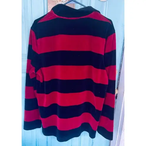 Ralph Lauren  women’s Long Sleeve Half Zip Up Black Red Ultra Soft Top Sz Large