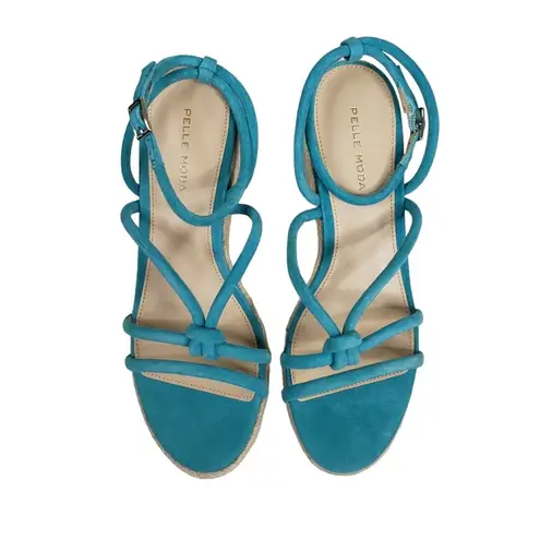 PELLE MODA Womens 8.5 Kylle Espadrille Suede Platform Wedge Sandal NEW Blue