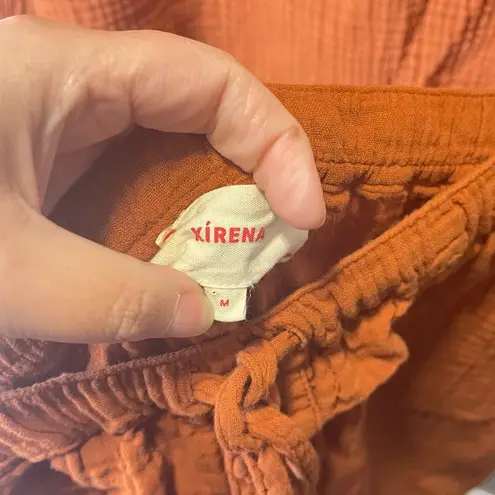 Xirena Women's Two Piece Cotton Gauze Rust Orange Cowl Neck Drawstring Size S/M Brown