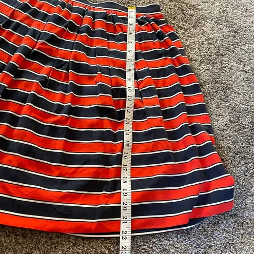 J. Crew Silk Red White & Blue Striped Pleated Skirt Size 8 Preppy Modest Career