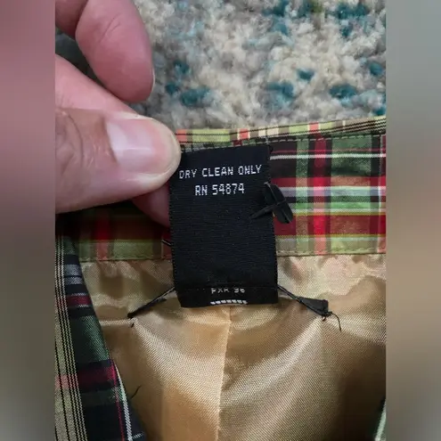 Vintage Limited sleeveless silk taffeta plaid button down blouse, size XS