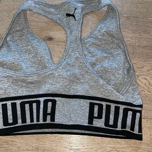 Puma  DOUBLE LAYER FULL SUPPORT SPORTS BRA SIZE M HEATHER GREY/BLACK