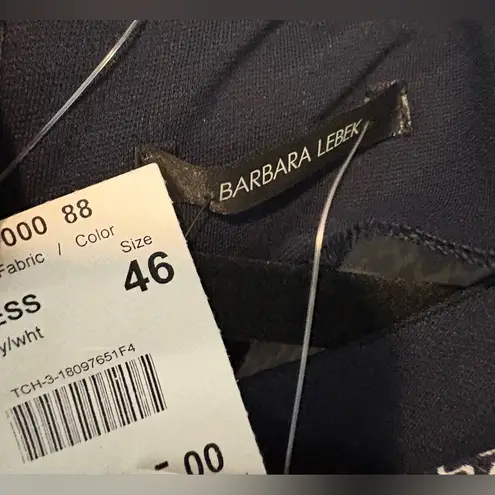 Elegant Navy and White Patterned Long Sleeve Dress Blue Size undefined