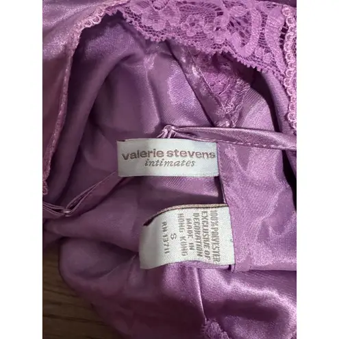 Valerie Stevens Intimates Purple Lace Satin Slip Dress Nightgown Size Small
