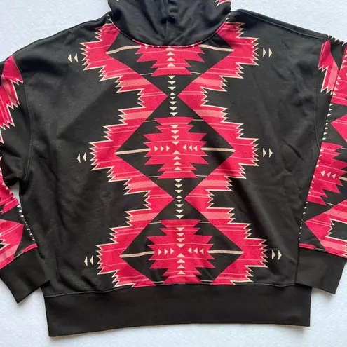 Lauren Ralph Lauren L Black Label Tribal Aztec Black Pullover Hoodie Sweatshirt Size L