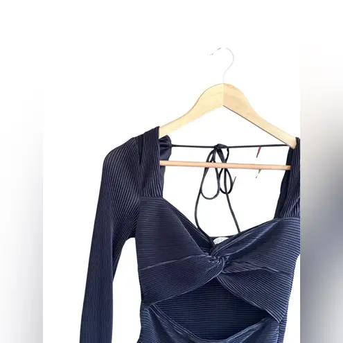 ASTAR The Label Plisse Cut Out Twist Bust Top Black