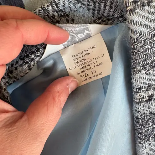 Vintage Tan Jay Women’s Blazer Jacket Size 10 Blue Plaid Wool Blend USA Made