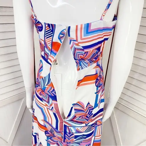 Foxiedox Kai Chiffon Maxi Dress Geometric Floral Stripe Multi Print XS