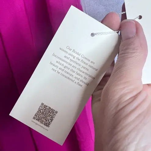 LT Lan Ting NWT Hot Pink Pearl Collar Aline Chiffon Overlay Midi Dress Sz SM