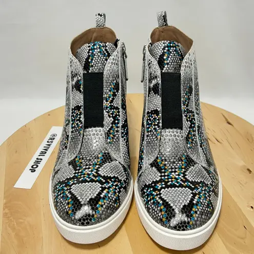 Linea Paolo Gray Black Felicia III Wedge Animal Print Sneaker NWOB