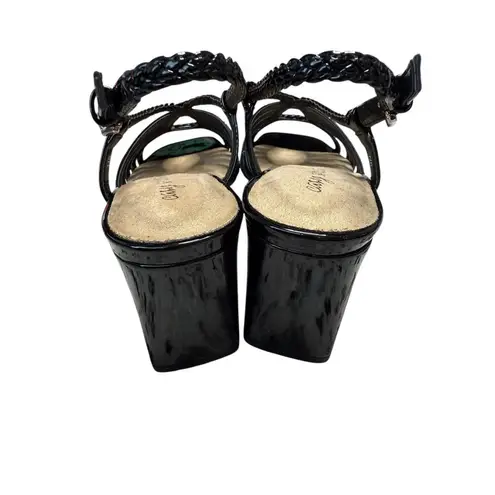 Easy Street Topaz Square Toe Sandals Women 9 Narrow Black Patent Faux Leather