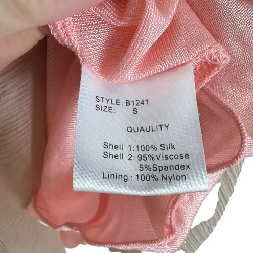 Saint Tropez Silk Pink Beaded Adjustable Strap Boho Beachy Tank Blouse Size S