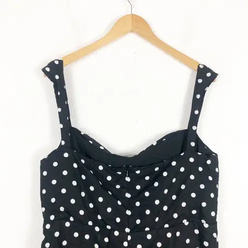 Privacy Please  Lily Mini Dress Size XL Black Polka Dot Ruffle Sleeveless Linen