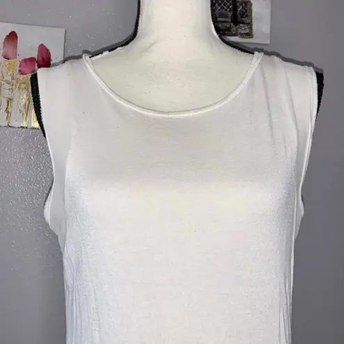BKE Red Buckle white sleeveless sheer button back blouse