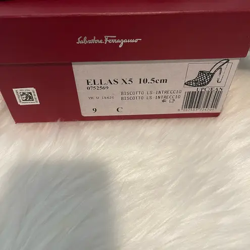 Salvatore Ferragamo Ellas X5 Beige Slip On Caged High Heel Sandals, 9