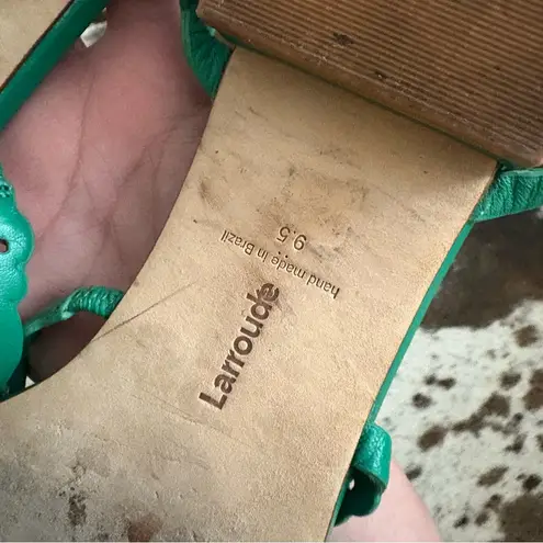 LARROUDE Green Leather Ankle Strap Sandal Size 9.5