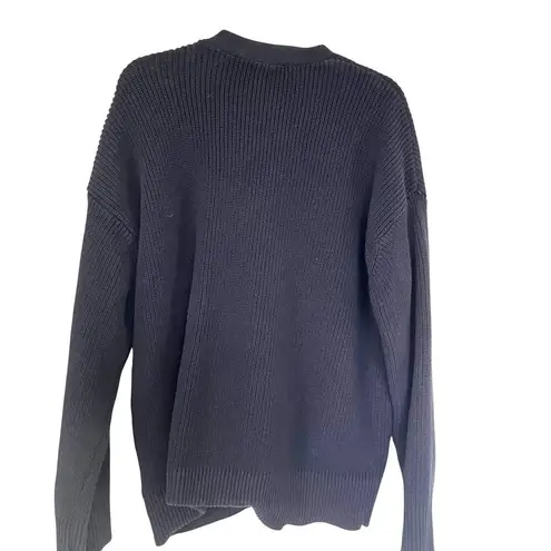 Hudson Womens Black Ribbed V Neck Front Button Cotton Cardigan size XL