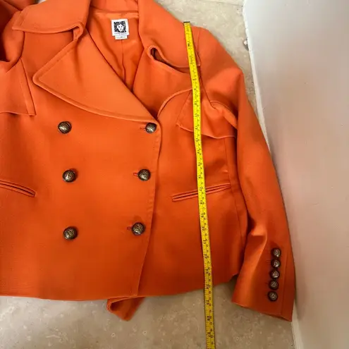 Anne Klein  Orange Double Breasted Blazer Peacoat Womens Size M Jacket