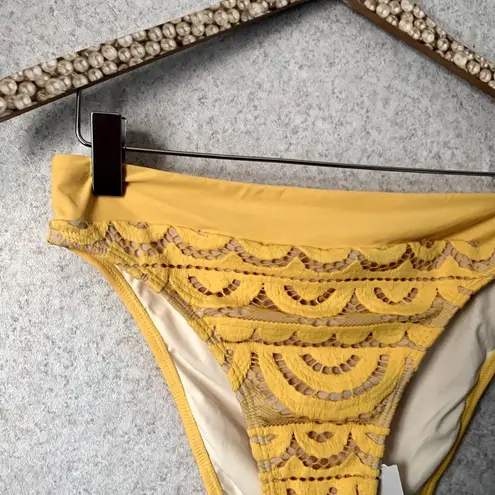 PilyQ Lace High Waist Bottom in Marigold yellow L