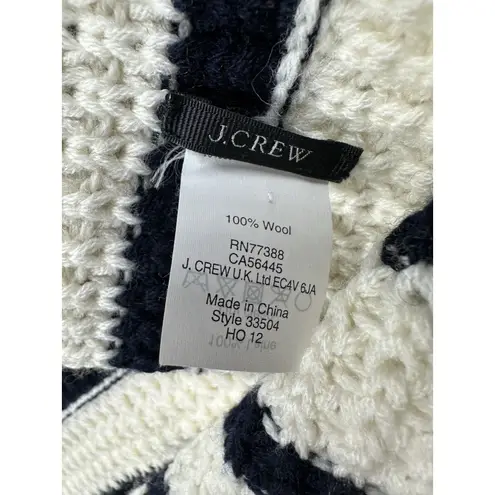 J.CREW Wool Infinity Scarf 12" x 70" Waffle Knit Black & Ivory Stripe (b7A) - Image 3