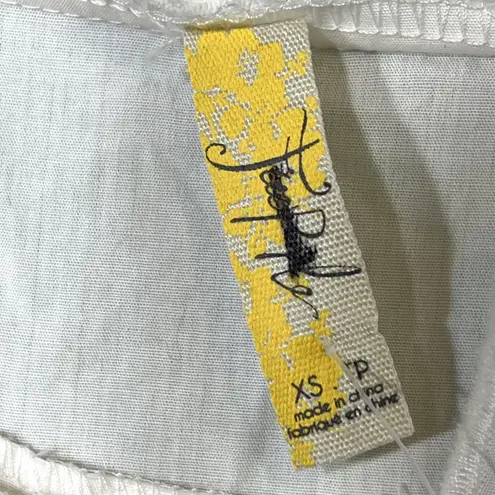 Boho Peasant Shirt Womens XS White Cotton Lace Bell Sleeve Mock Neck Eyelet