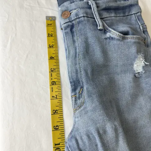 Mother Women’s High‑Waisted Looker Crop Jeans Size 26 Chatterbox Knee Rips Blue