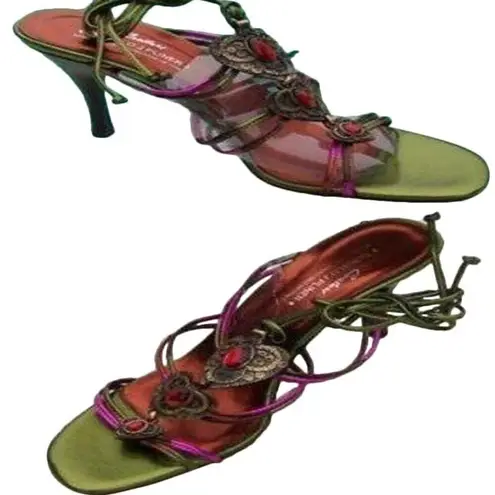 Donald Pliner Copper Metallic Copper Leather Shoe Sandal New Gem Stone $265 NWT