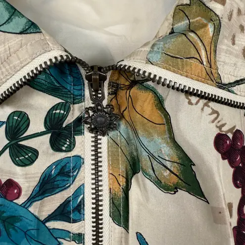 Petite Sophisticate Vintage Floral 100% Silk Bomber Jacket Botanical Print L
