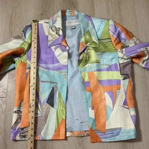 Doncaster Silk Linen Nautical Sailboat Print Blazer Jacket Women's Size 10