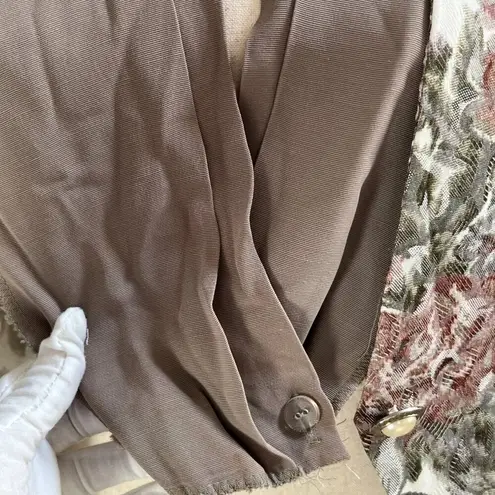 Vintage 90s Breaking Loose Floral Tapestry Faux Pearl Button Blazer size 5/6 White