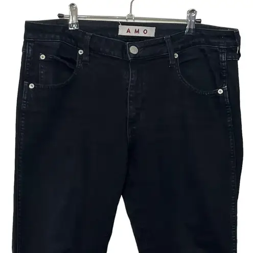 AMO Kate Mid Rise Slim Jeans Women’s Size 31 Black Magic Stretch Ankle Denim