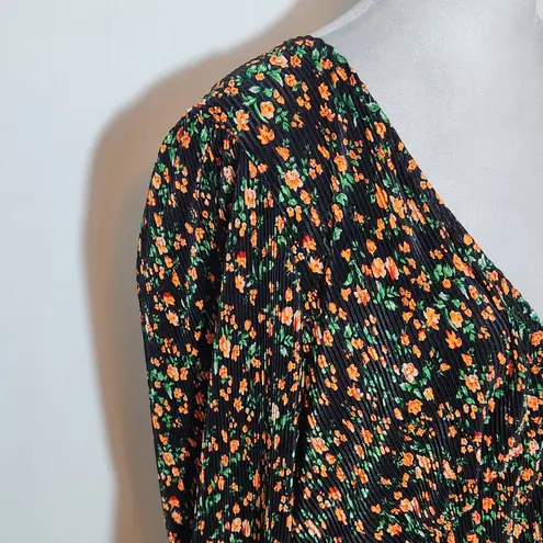 ASOS  Black Floral V-Neck Dress Size 14 Wedding Guest Dress