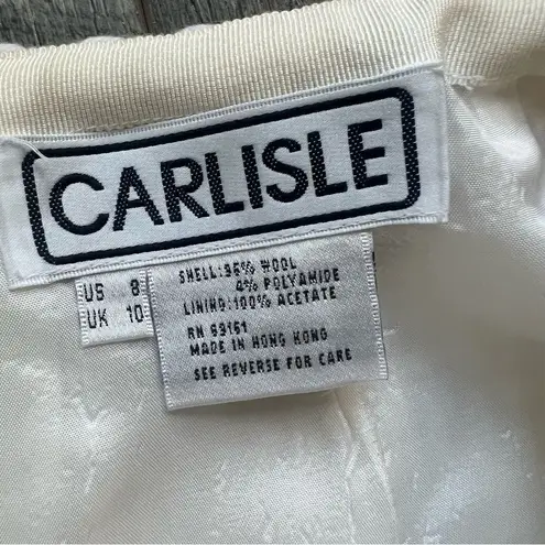 Carlisle Collection Designer Wool Cream Pencil Skirt Woven Textured Off White 8 - Image 2