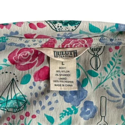 Duluth Trading Heirloom Floral Gardener Chore Vest Size Large Gray