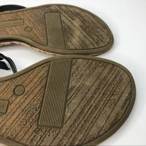 Jaclyn Smith  Corked Look Black Flower Sandals